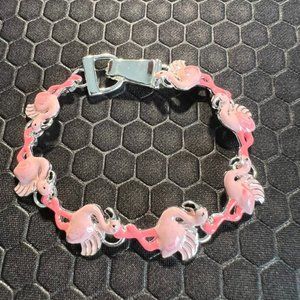 Flamingo Bracelet Pink Made of Sterling Silver